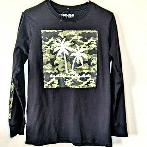 Boys Fifth Sun Black Cameo Palm Trees Long Sleeve Shirt Size XL